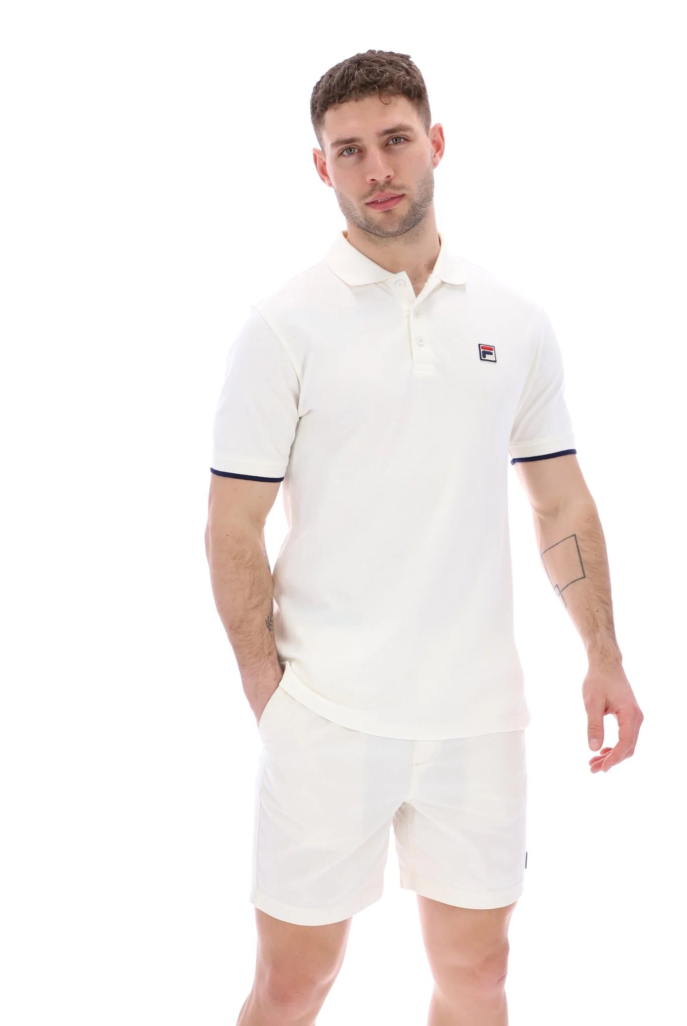 FILA Two Button Tipped Rib Basic Polo in WHITE