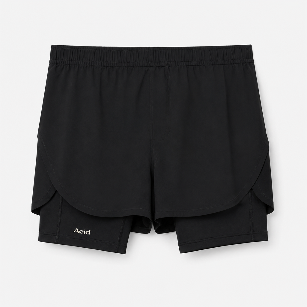 ACID RUNNING 2-in-1 Shorts in Black