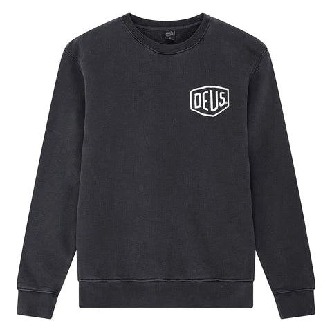 DEUS EX MACHINA Shield Garment Dyed Sweatshirt in Black