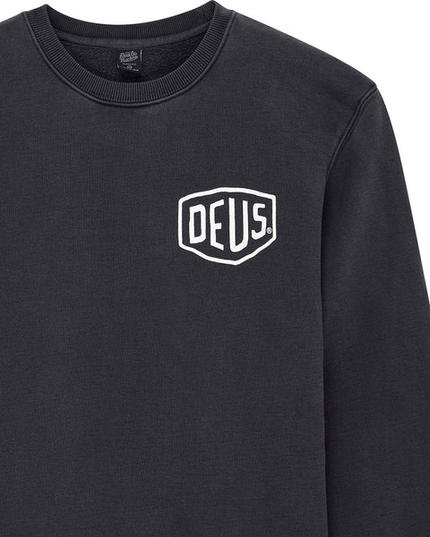 DEUS EX MACHINA Shield Garment Dyed Sweatshirt in Black