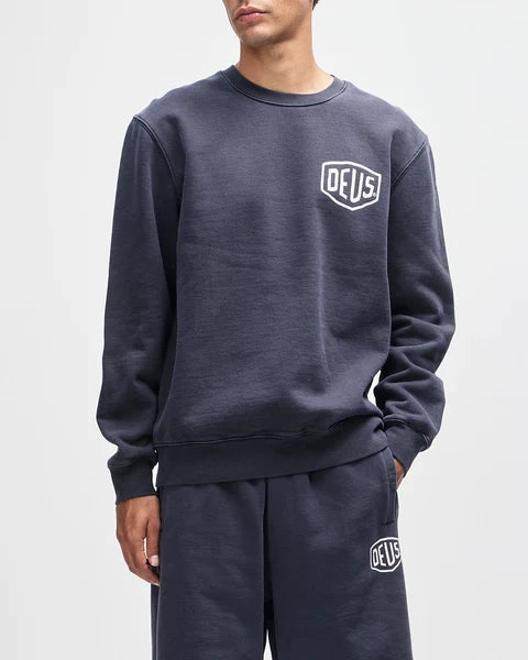 DEUS EX MACHINA Shield Garment Dyed Sweatshirt in Black