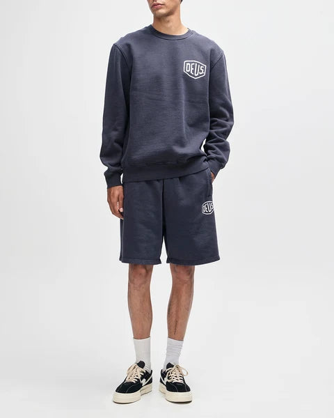 DEUS EX MACHINA Shield Garment Dyed Sweatshirt in Black