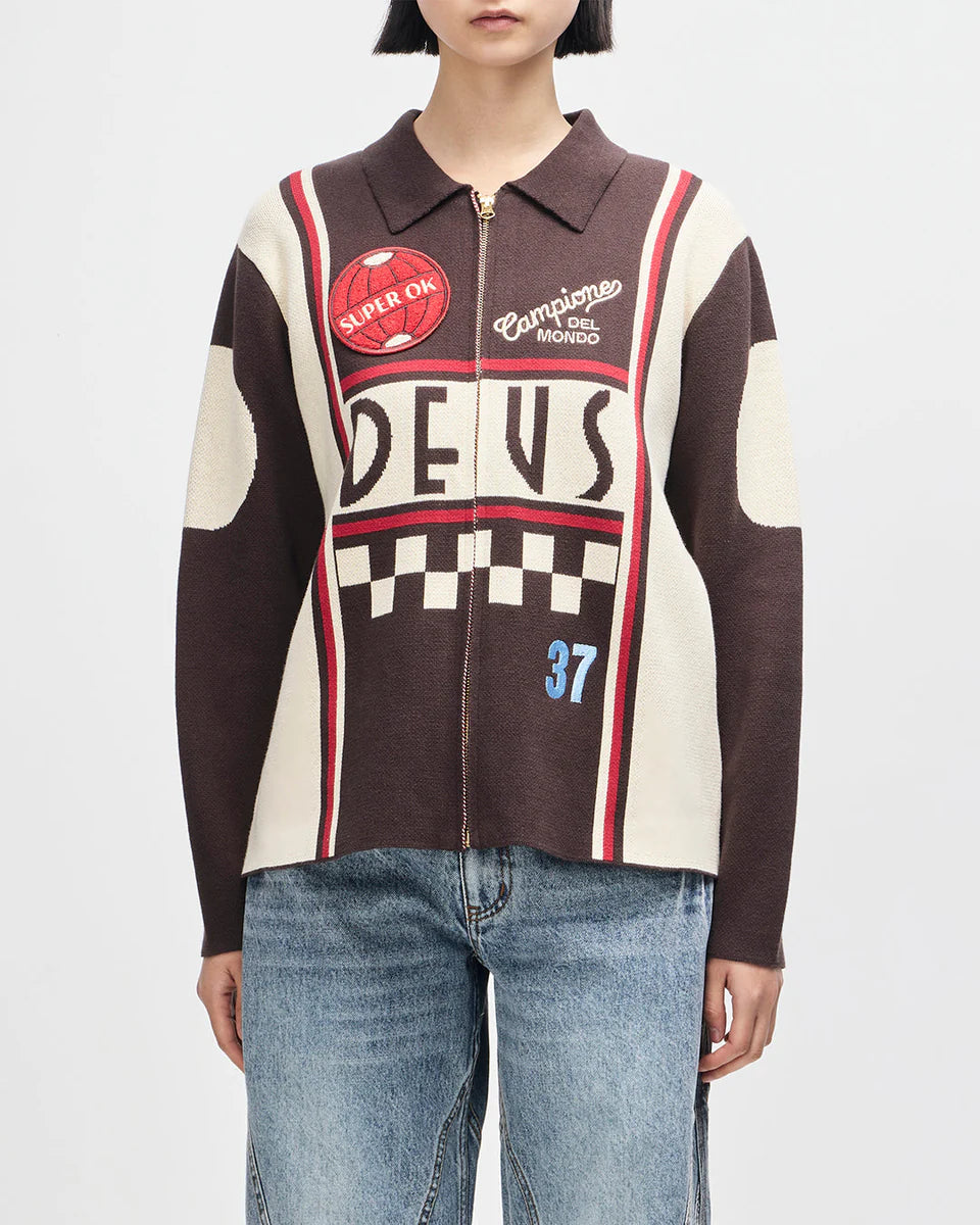 DEUS EX MACHINA Monte Carlo Knit Cardigan in JAVA BROWN
