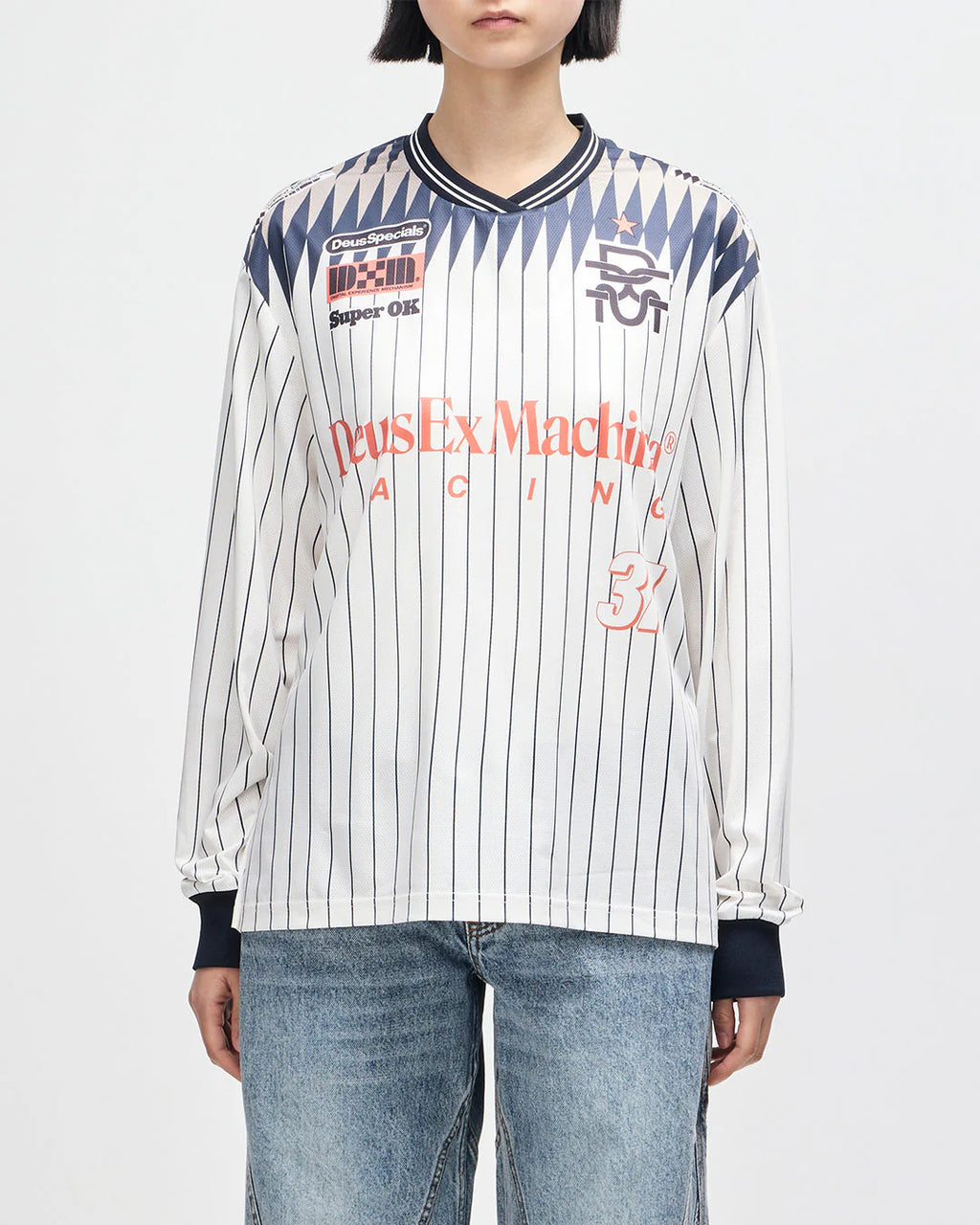 Womens DEUS EX MACHINA Arrii Moto Jersey in FLAME WHISPER WHITE