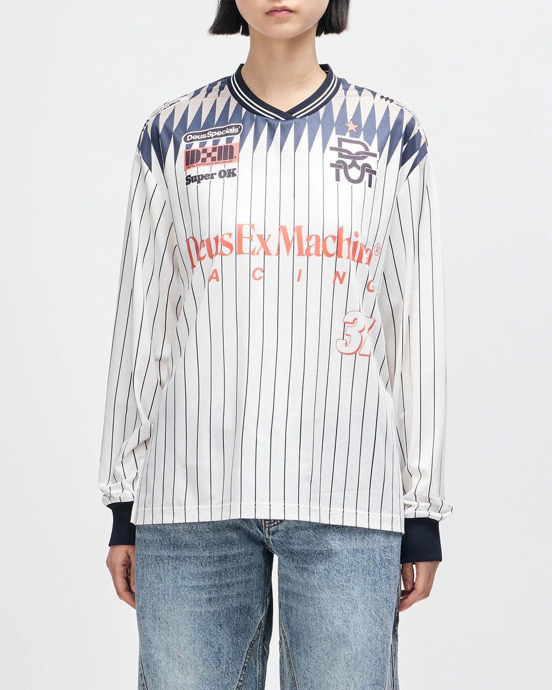 Womens DEUS EX MACHINA Arrii Moto Jersey in FLAME WHISPER WHITE