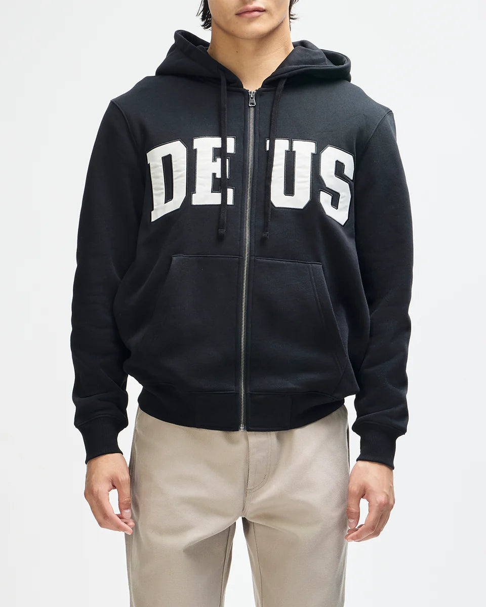 DEUS EX MACHINA Victory Lap Zip Hoodie in Black
