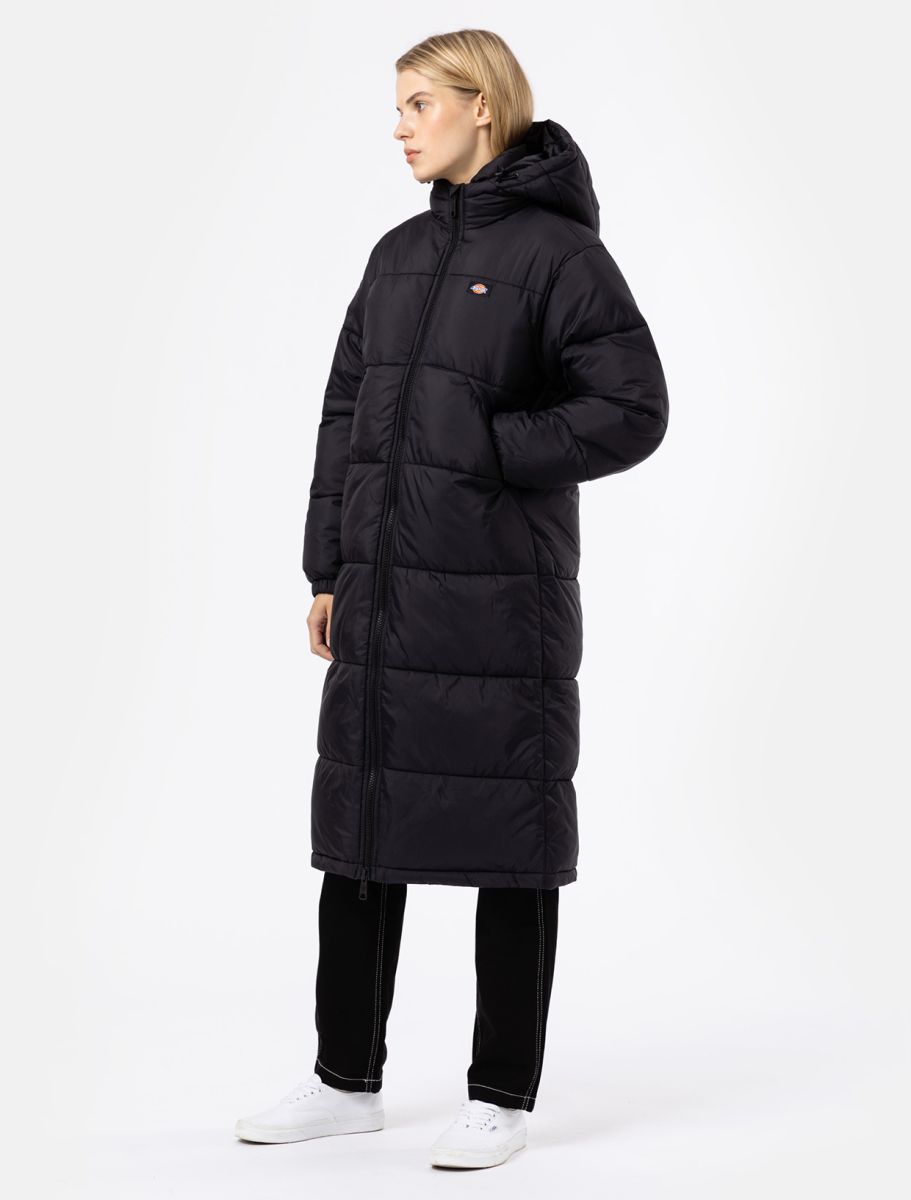 Womens DICKIES Alatna Long Coat in BLACK