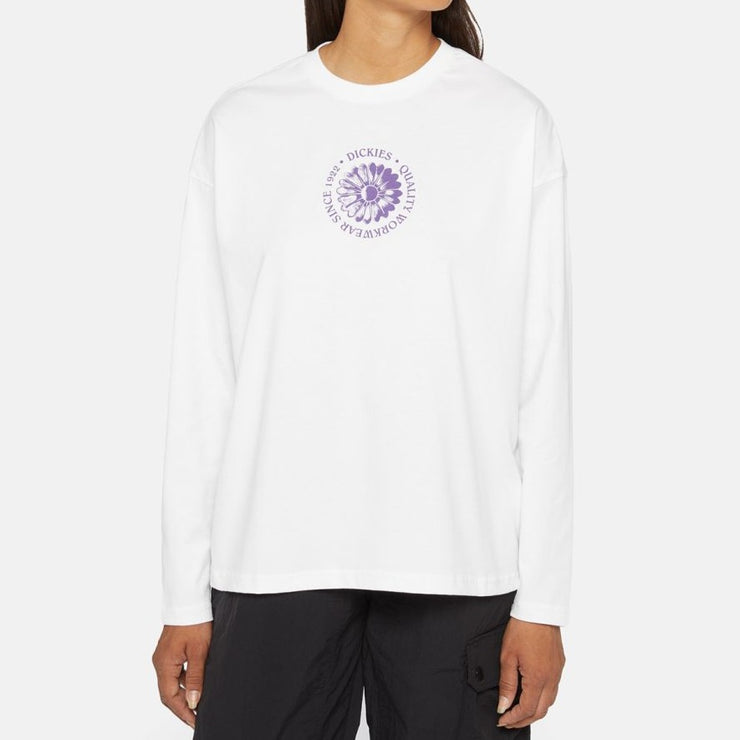 Womens DICKIES Garden Graphic Long Sleeve T-Shirt in WHITE