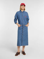 Womens DICKIES Lightweight Long Sleeve Denim Shirt in CLASSIC BLUE