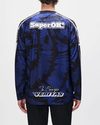 DEUS EX MACHINA Tillment Moto Jersey in BLUE & BLACK