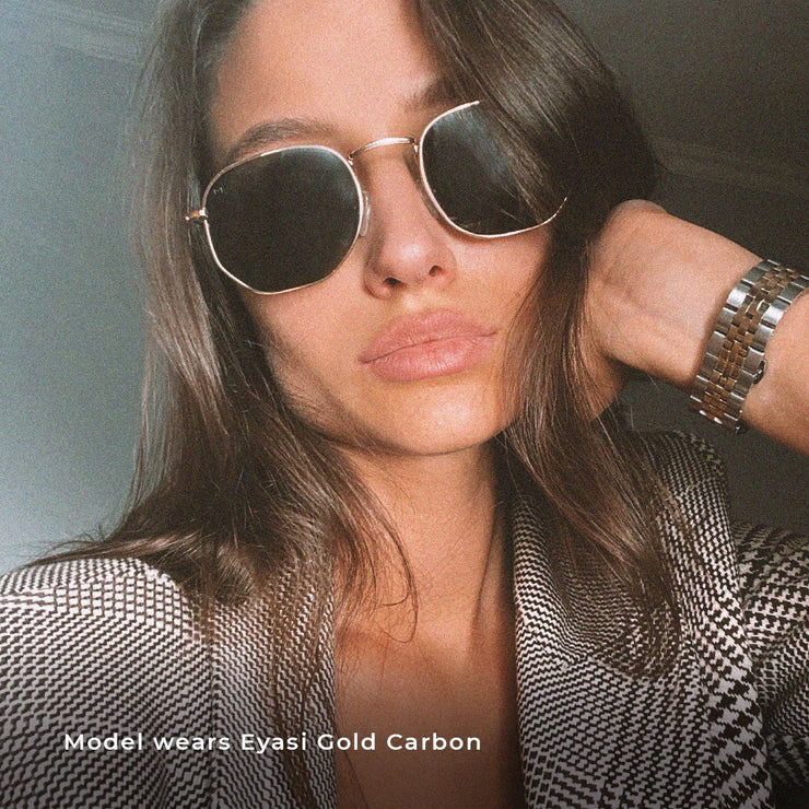 MELLER Eyasi Retro Brown Lense Sunglasses in GOLD