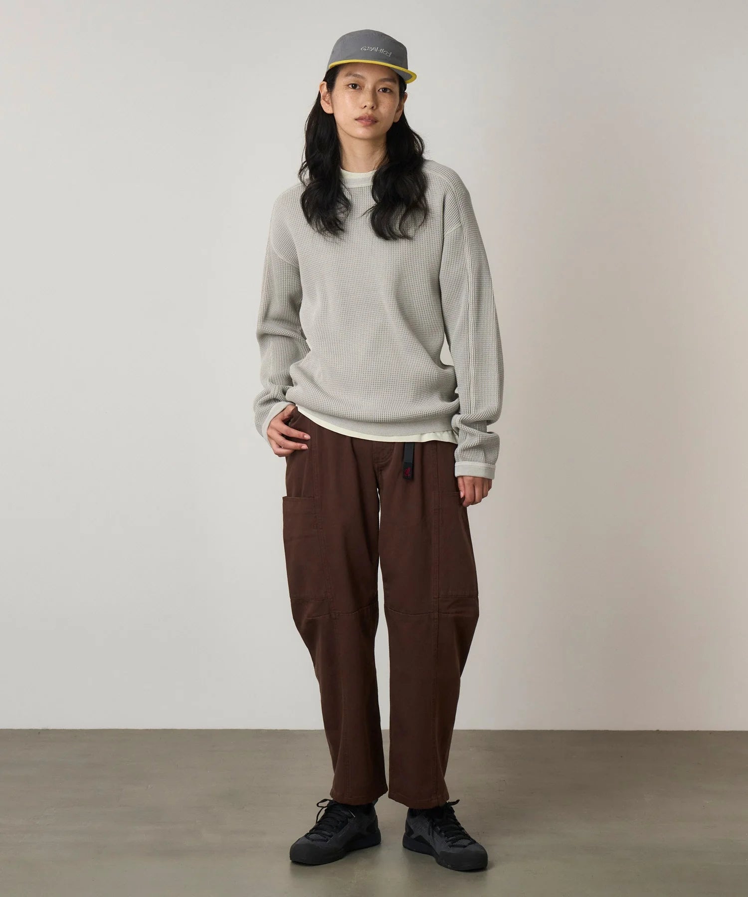 GRAMICCI Waffle Crew Sweatshirt in PEWTER
