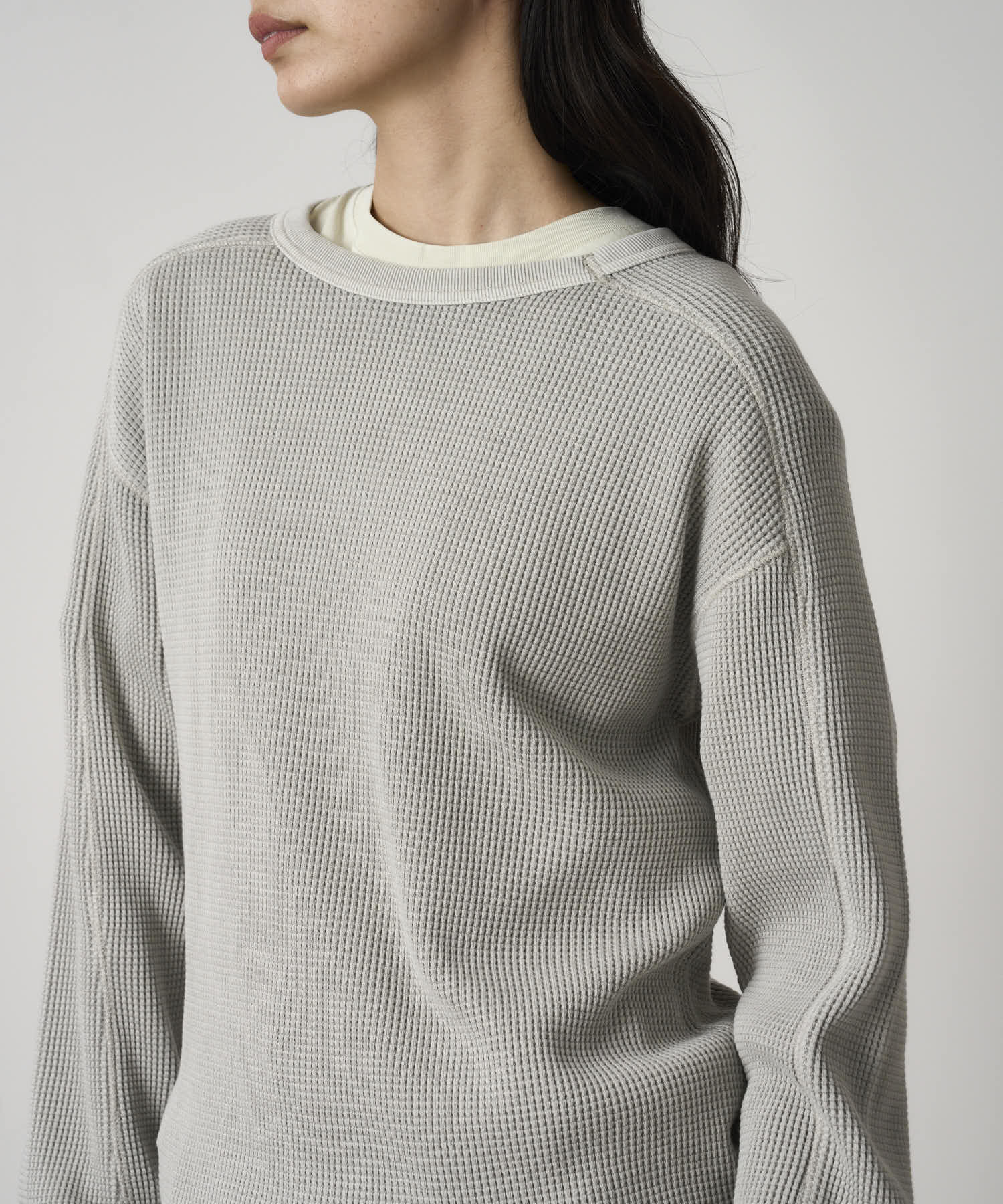 GRAMICCI Waffle Crew Sweatshirt in PEWTER