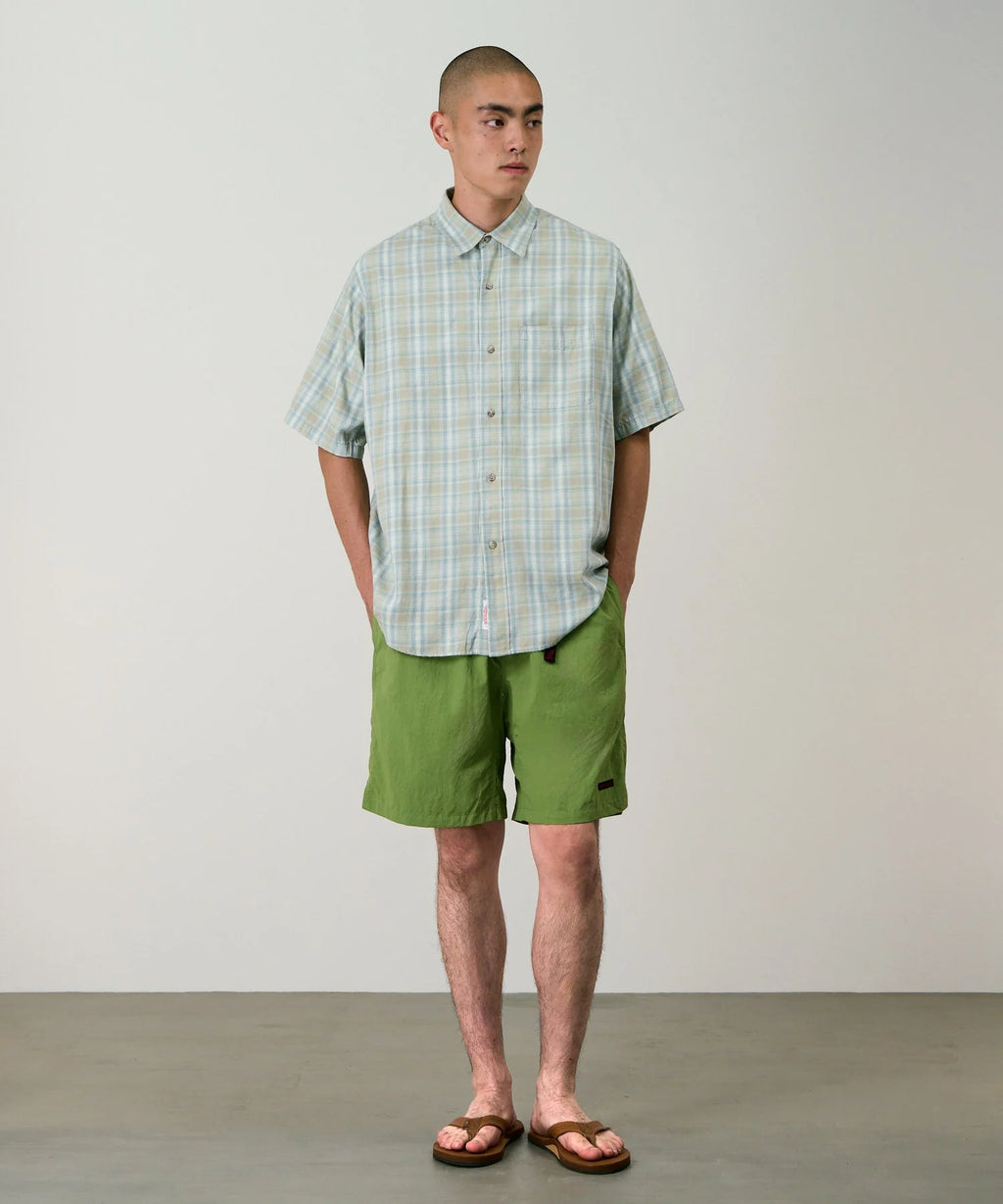 GRAMICCI Checked Ombre Short Sleeve Shirt in BLUE