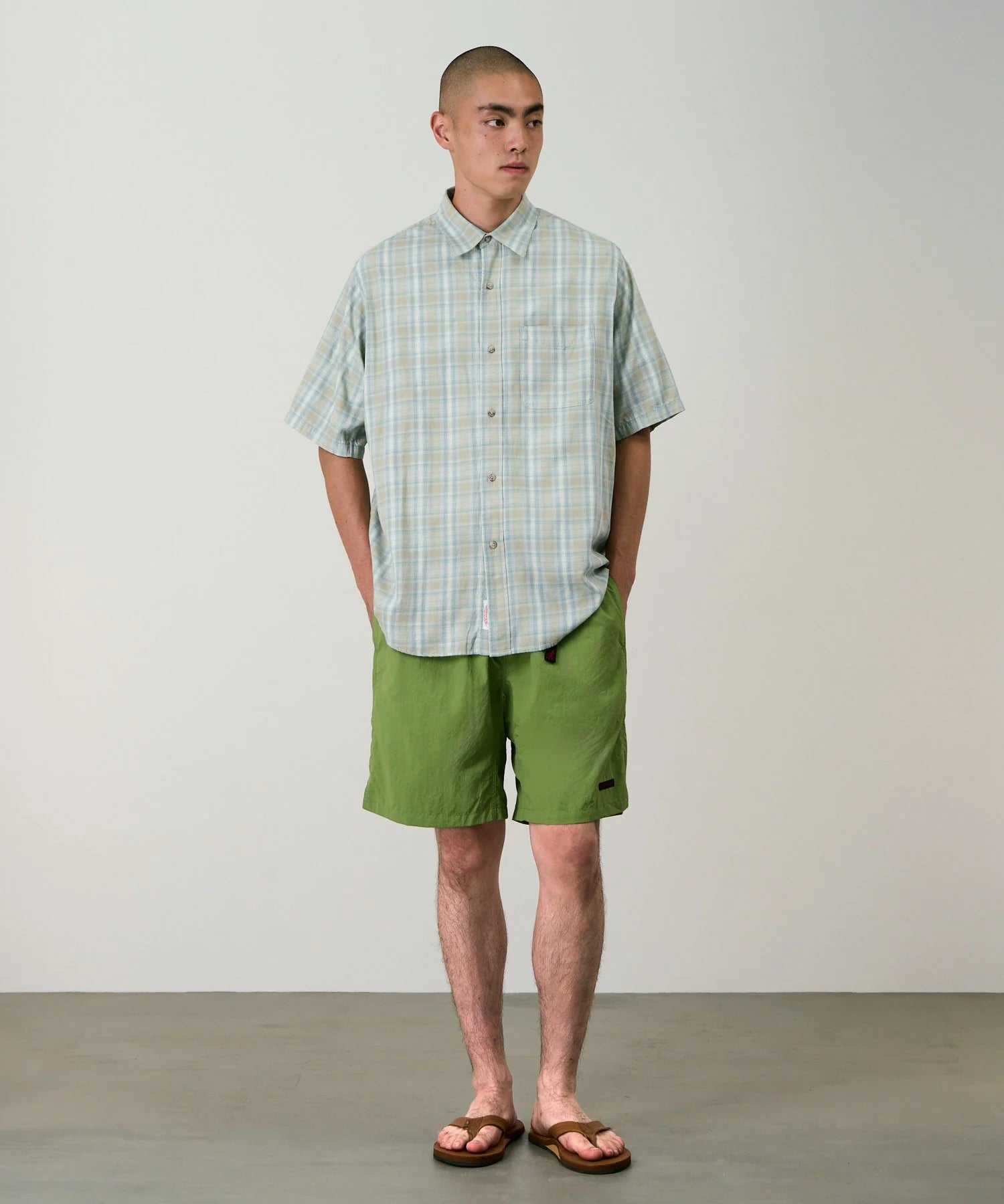 GRAMICCI Checked Ombre Short Sleeve Shirt in BLUE