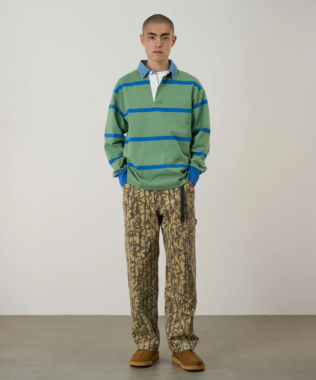GRAMICCI Langdon Rugby Shirt in OLIVE/ BLUE