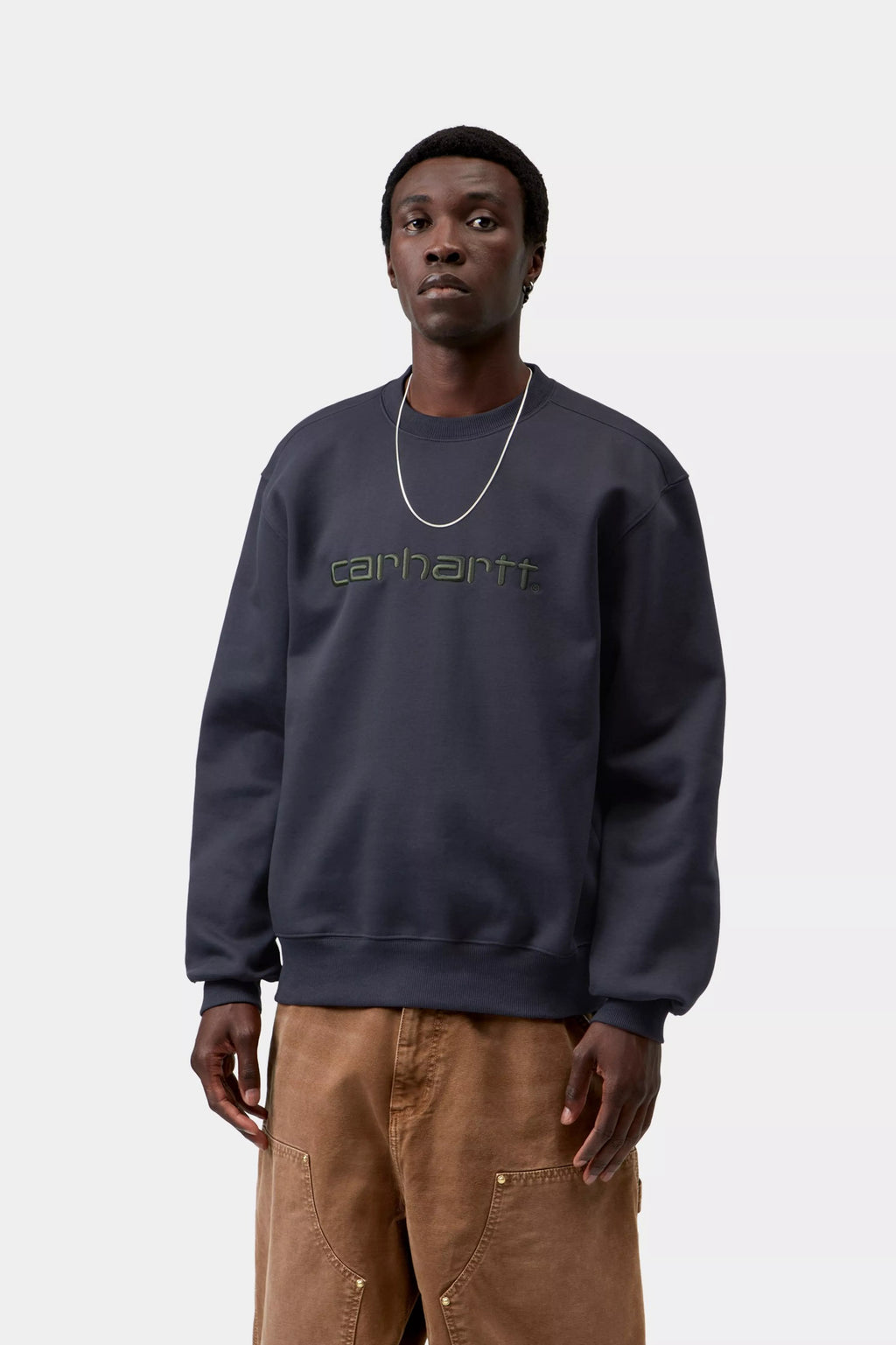 CARHARTT WIP Embroidered Sweatshirt in Dark Navy
