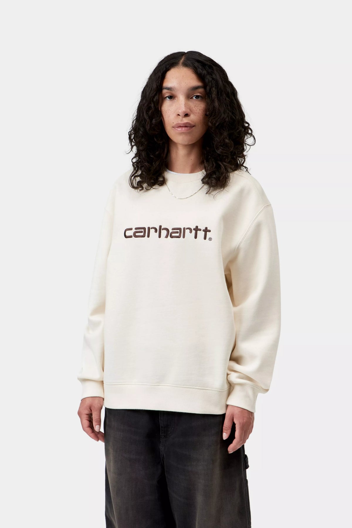 Womens CARHARTT WIP Embroidered Sweatshirt in Off White