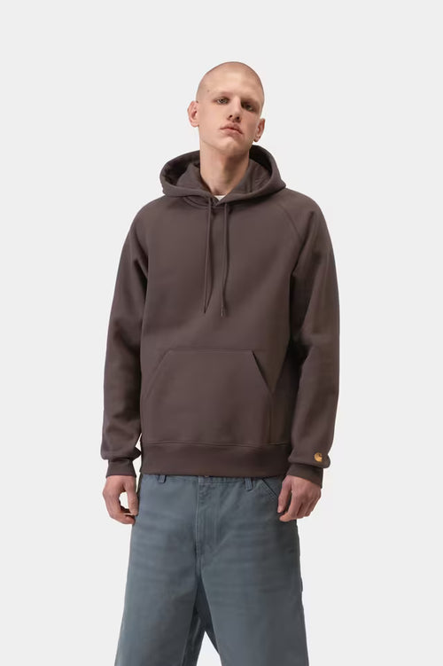 CARHARTT Hooded Chase Sweatshirt in SHALE / GOLD