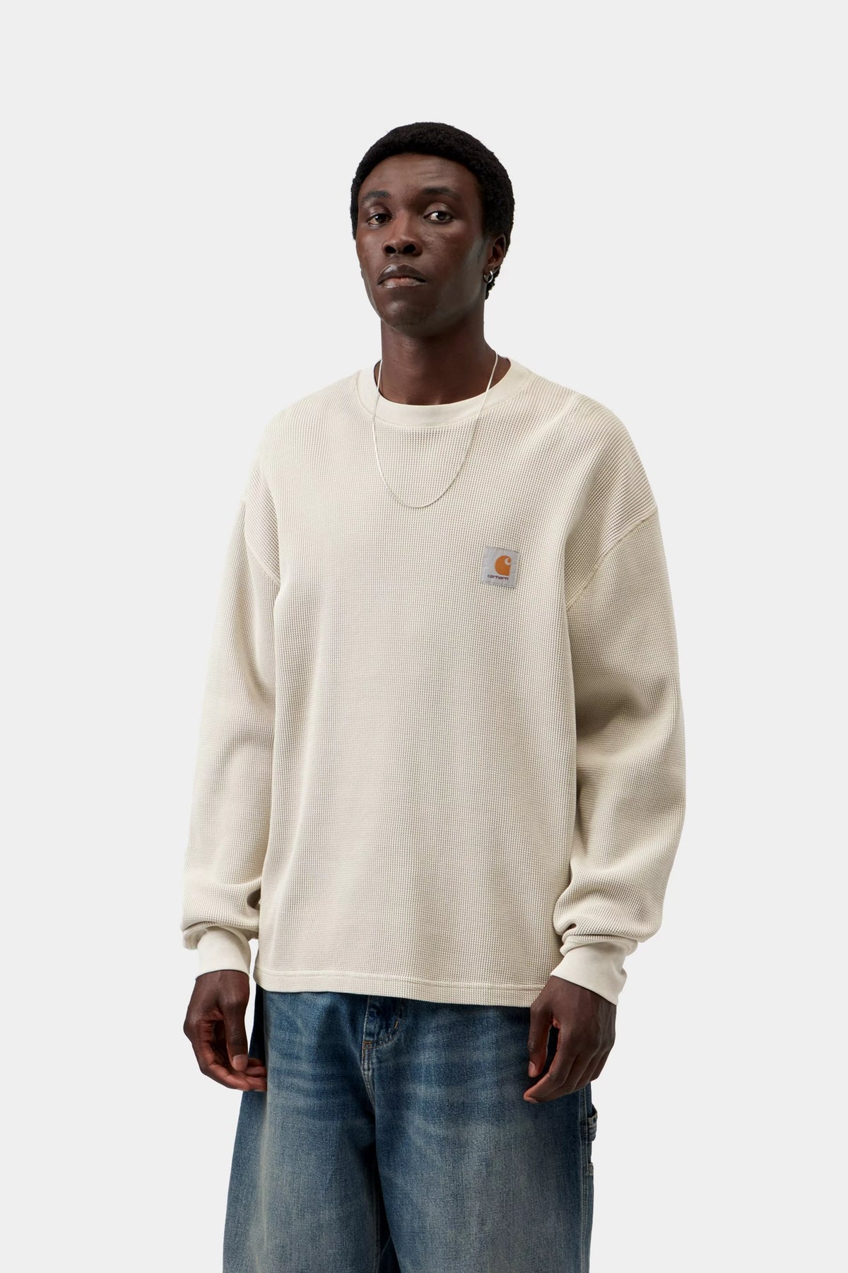 CARHARTT WIP Vista Waffle Long Sleeve T-Shirt in Cream
