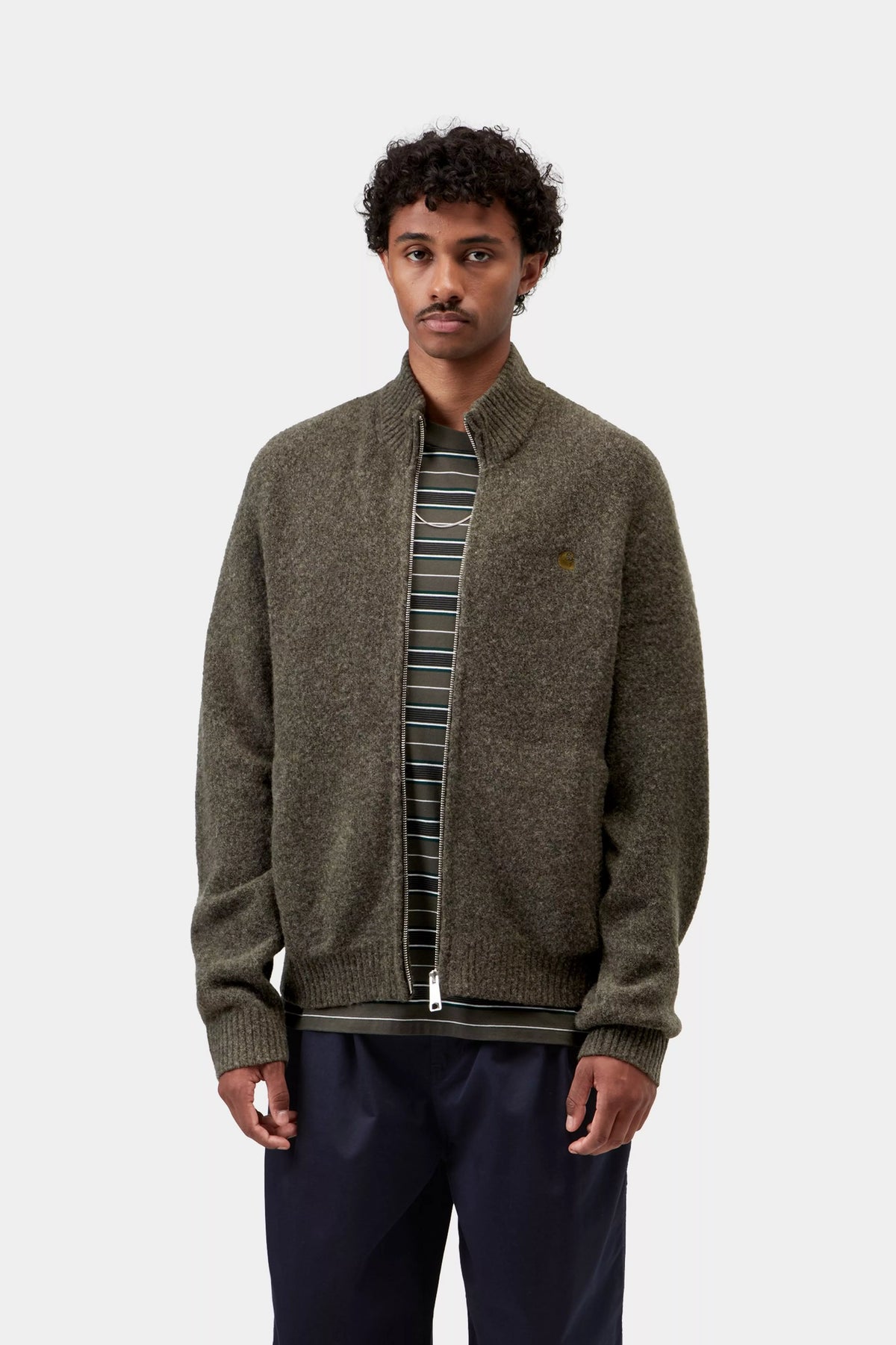 CARHARTT WIP Curtis Sweater Jacket in Tangled Shungite