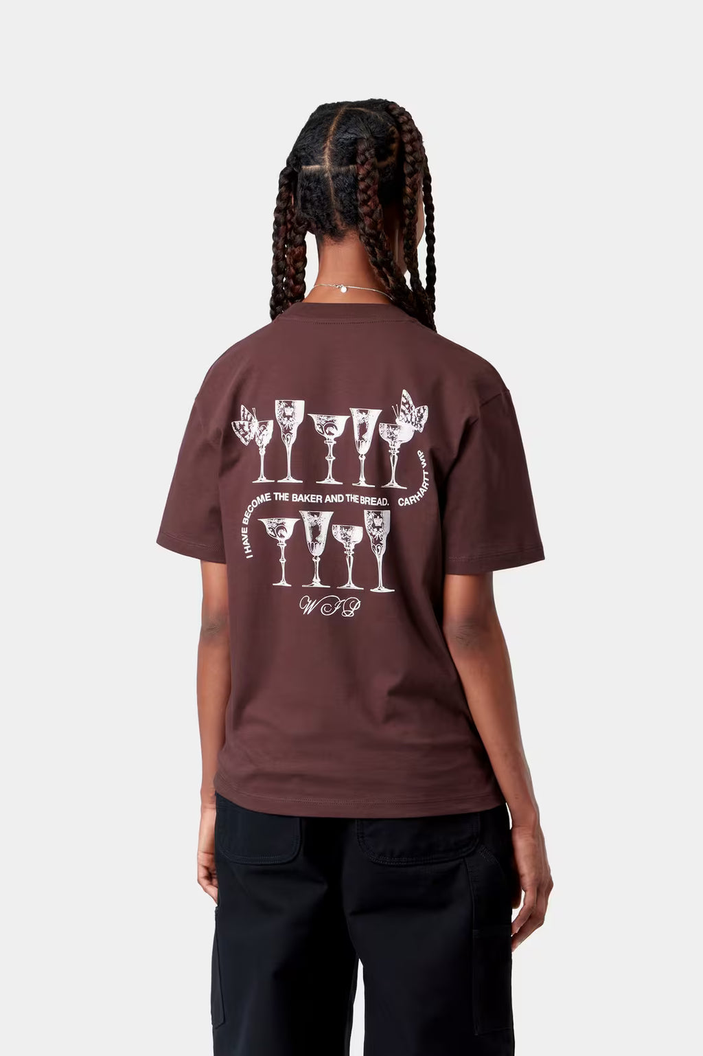 Womens CARHARTT WIP Silver Cups T-Shirt in Brown