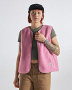 Women's PASSENGER Tawny Collarless Deep-Pile Sherpa Gilet in Pink Haze
