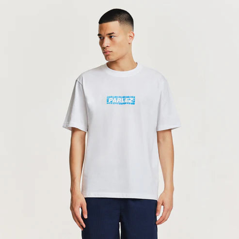 parlez white t-shirt on model