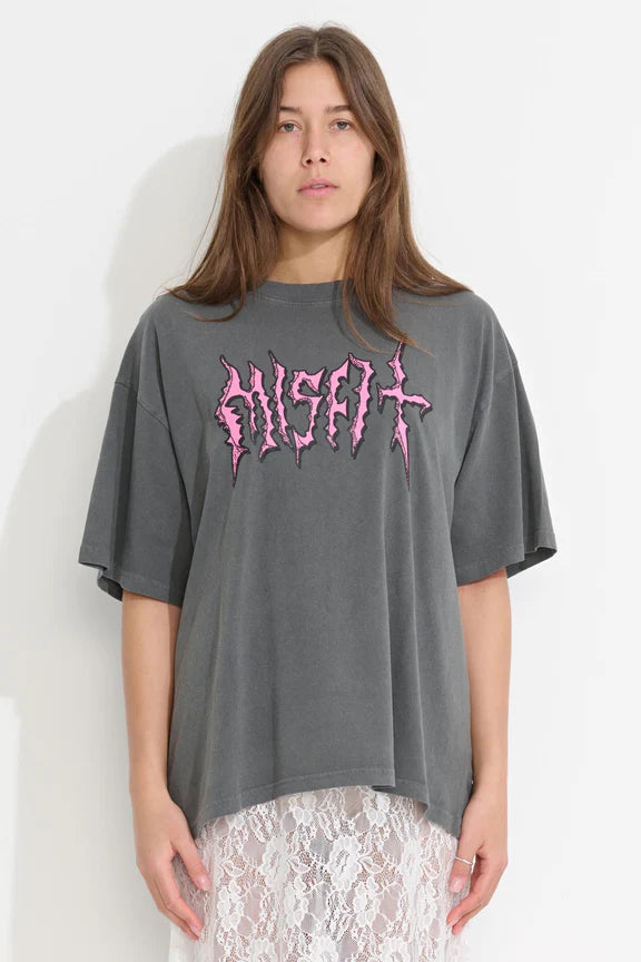 Women's MISFIT SHAPES Hell Corner Oversized T-Shirt in GREY