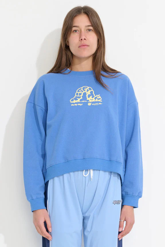 Women's MISFIT SHAPES Very Hungry Cropped Sweatshirt in BLUE