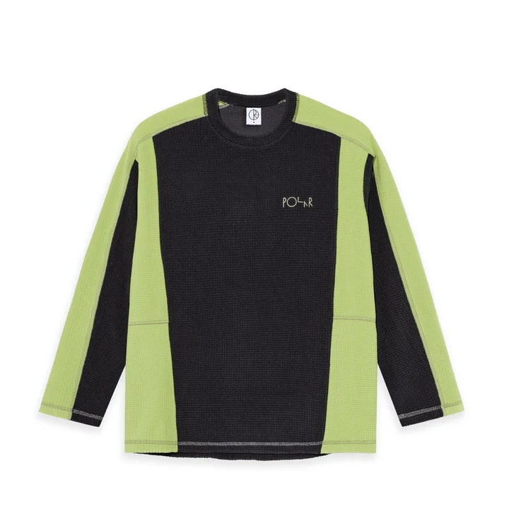 POLAR SKATE CO. Grid Fleece Sweater in Black & Green