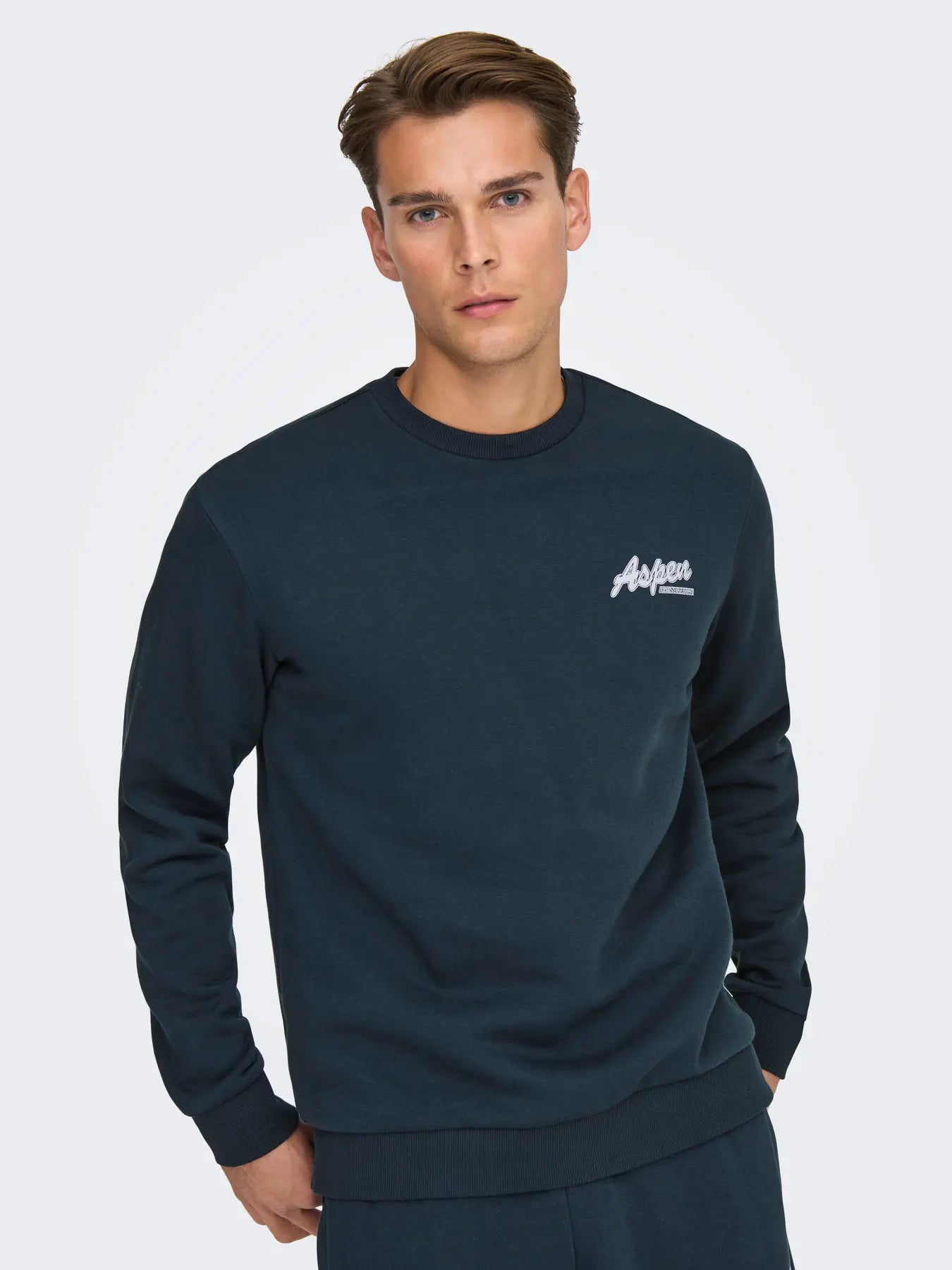 ONLY & SONS Aspen Alpine Ski Resort Sweatshirt in NAVY
