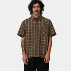 SANTA CRUZ Eli Short Sleeve Checkered Shirt in BROWN