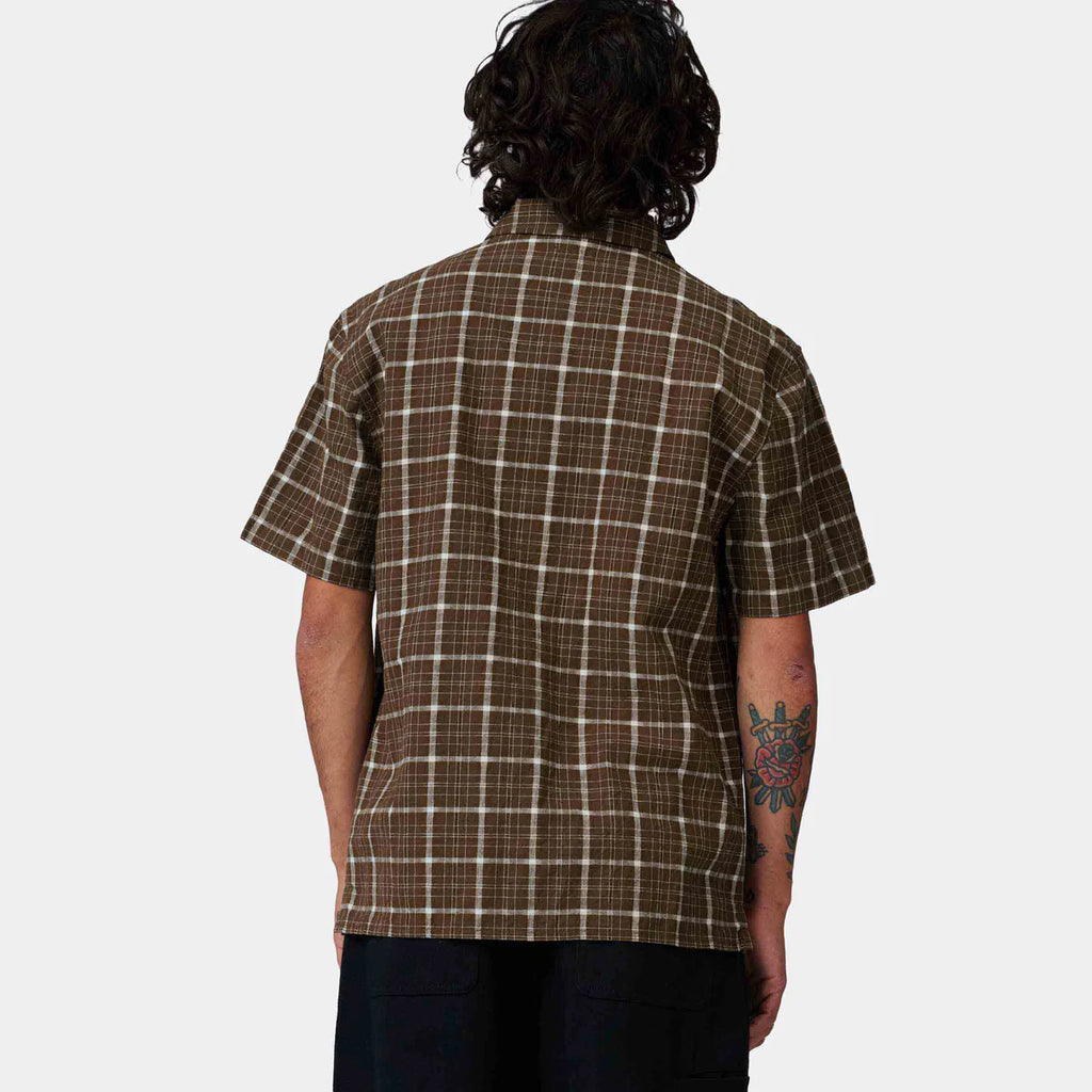 SANTA CRUZ Eli Short Sleeve Checkered Shirt in BROWN