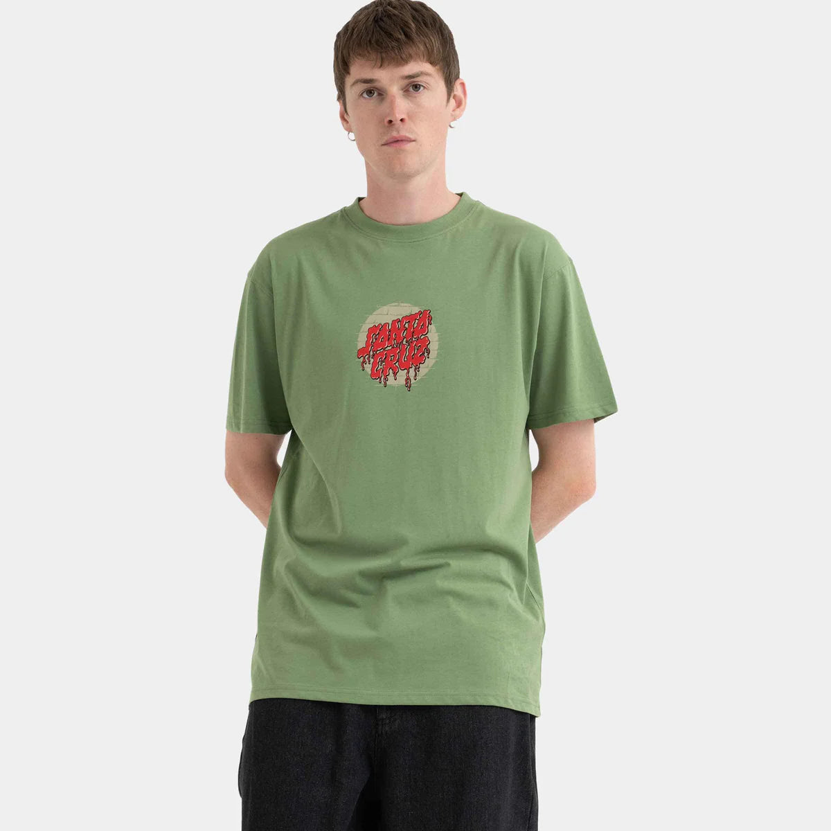 SANTA CRUZ Delfino Spotlight Front T-Shirt in DILL GREEN