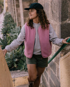 Women's PASSENGER Tawny Collarless Deep-Pile Sherpa Gilet in Pink Haze