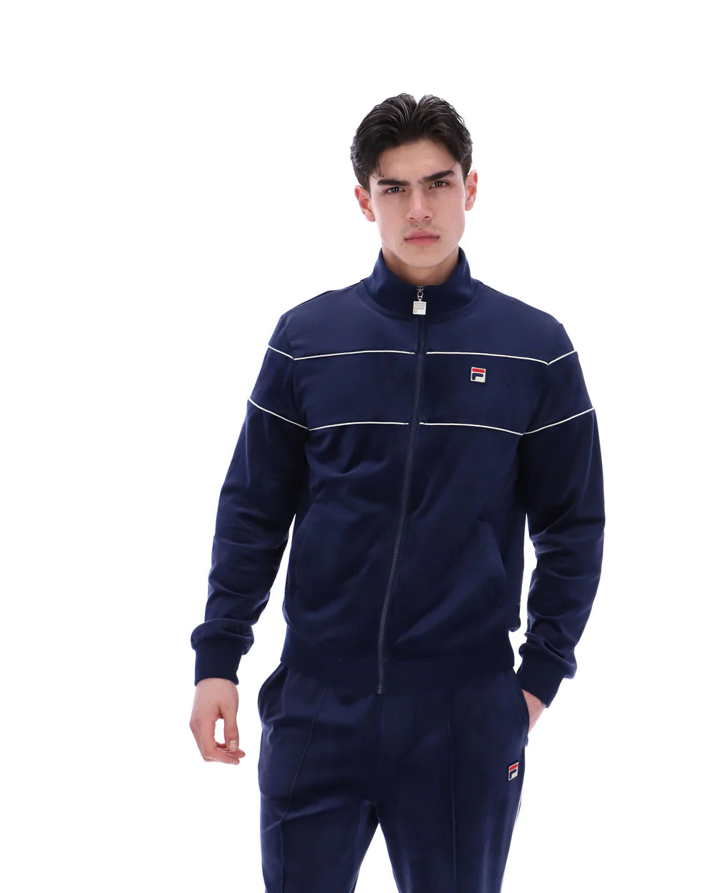 FILA Vittorio Velour Track Top in NAVY