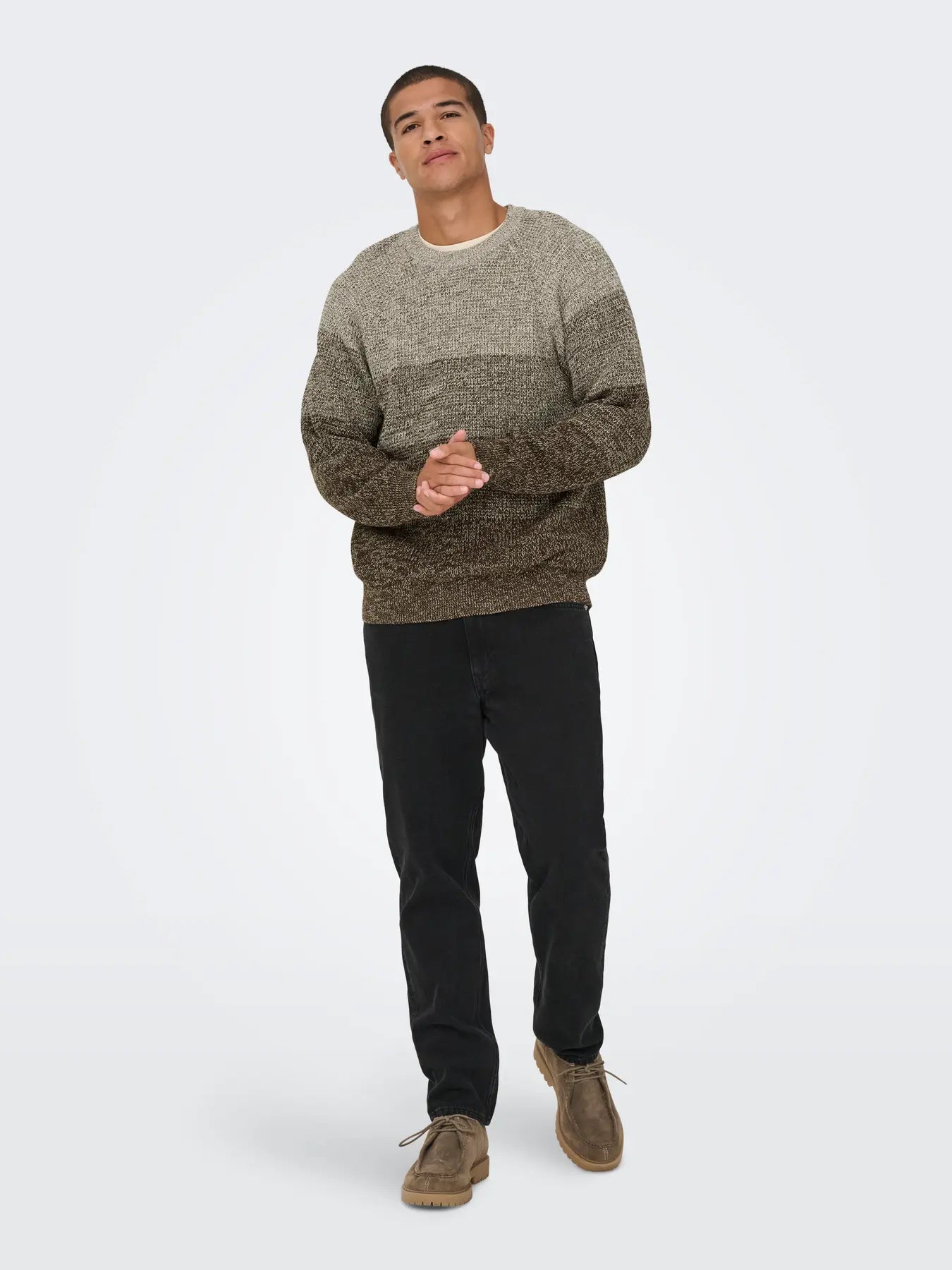 ONLY & SONS Birk Knitted Sweatshirt in BROWN