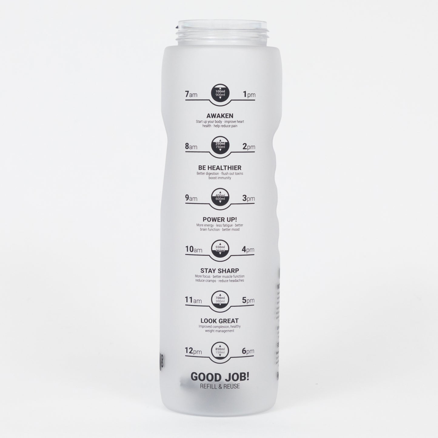 Ion8 Leak Proof 1 Litre Sports Water Bottle (with times to drink) in WHITE