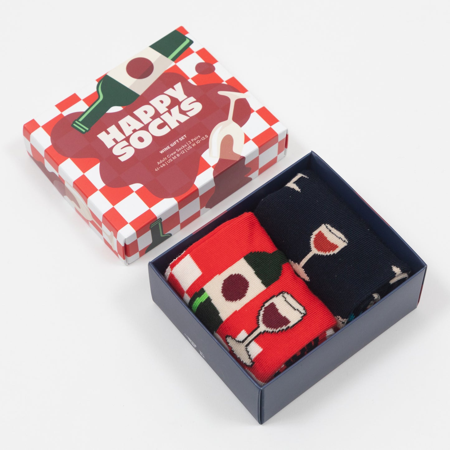 HAPPY SOCKS 2 Pack Wine Gift Set in NAVY & RED