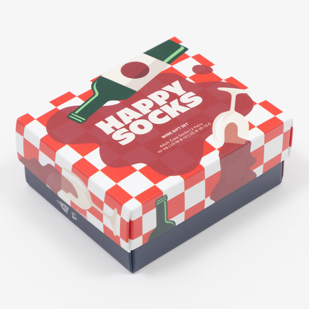 HAPPY SOCKS 2 Pack Wine Gift Set in NAVY & RED