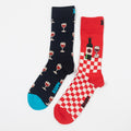 HAPPY SOCKS 2 Pack Wine Gift Set in NAVY & RED