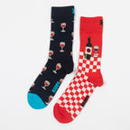 HAPPY SOCKS 2 Pack Wine Gift Set in NAVY & RED