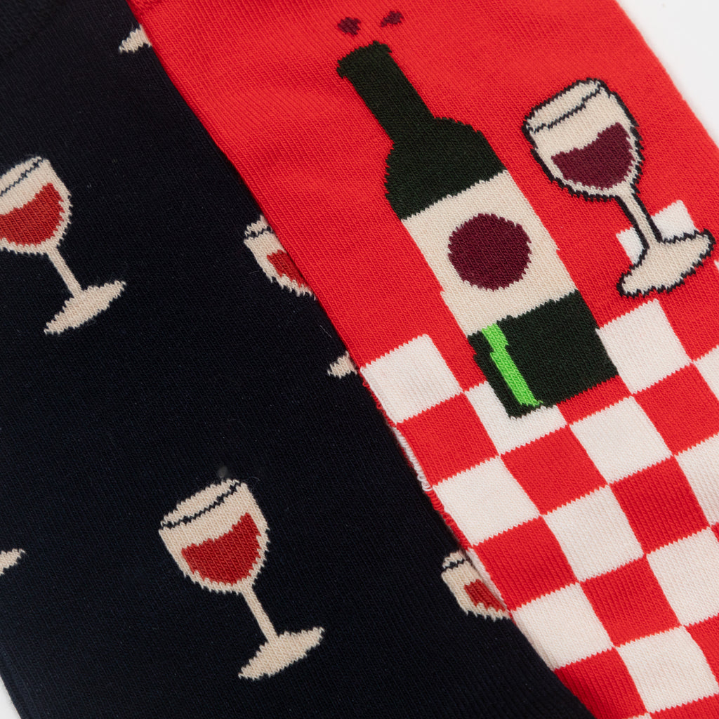 HAPPY SOCKS 2 Pack Wine Gift Set in NAVY & RED