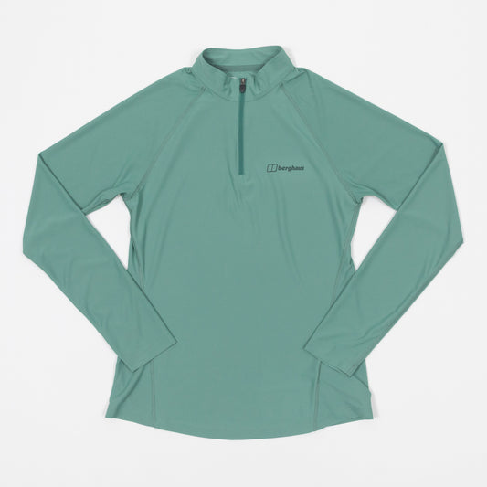 Womens BERGHAUS Tech Quarter Zip T-Shirt in GREEN
