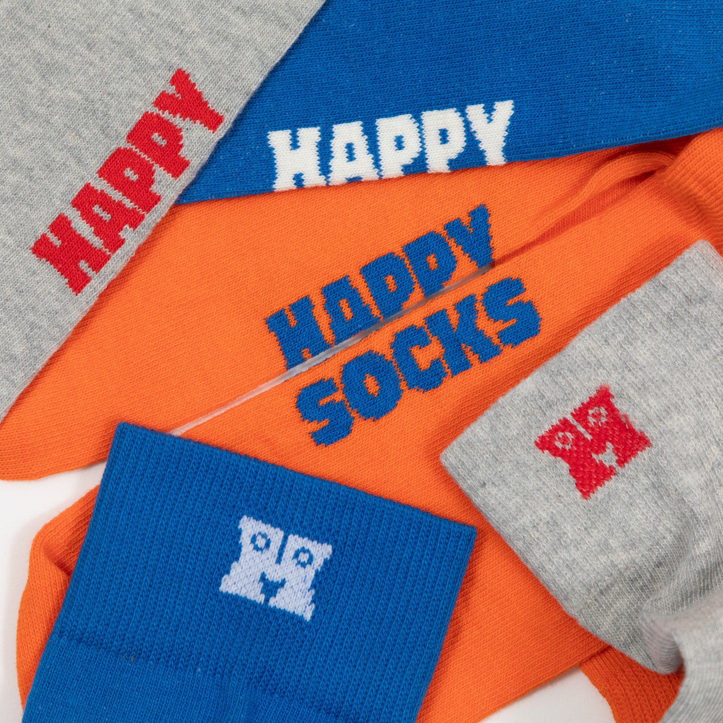 HAPPY SOCKS 3-Pack Solid Socks Gift Set in GREY, BLUE & ORANGE