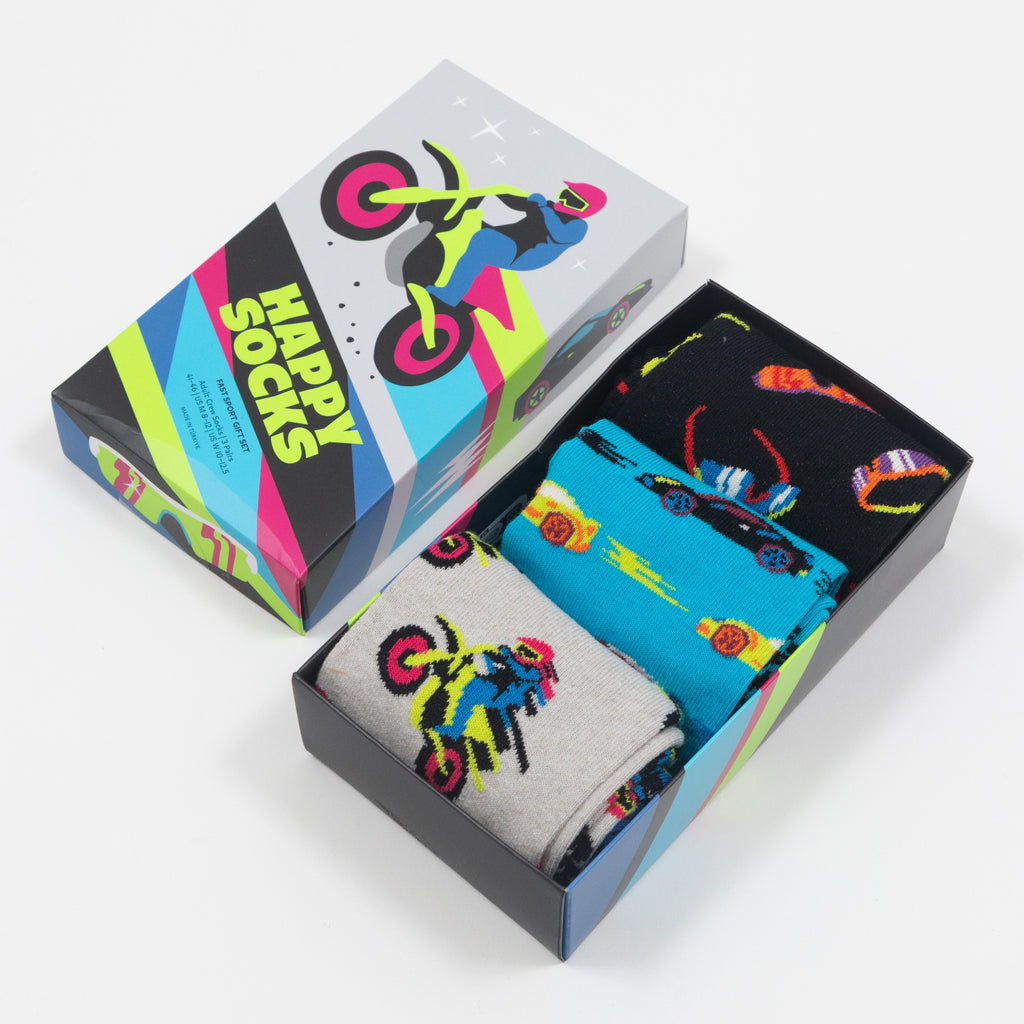HAPPY SOCKS 3-Pack Fast Sports Socks Gift Set
