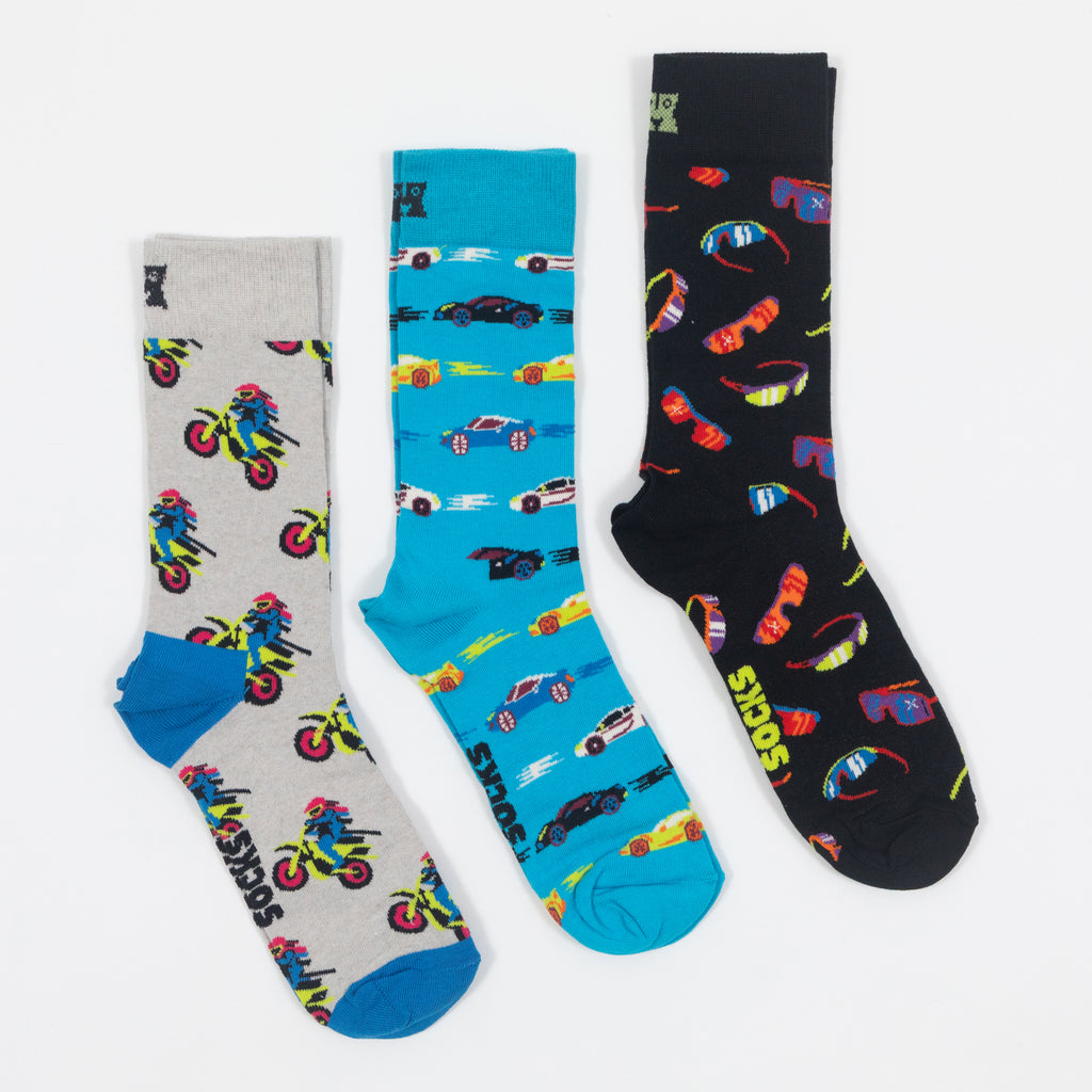 HAPPY SOCKS 3-Pack Fast Sports Socks Gift Set