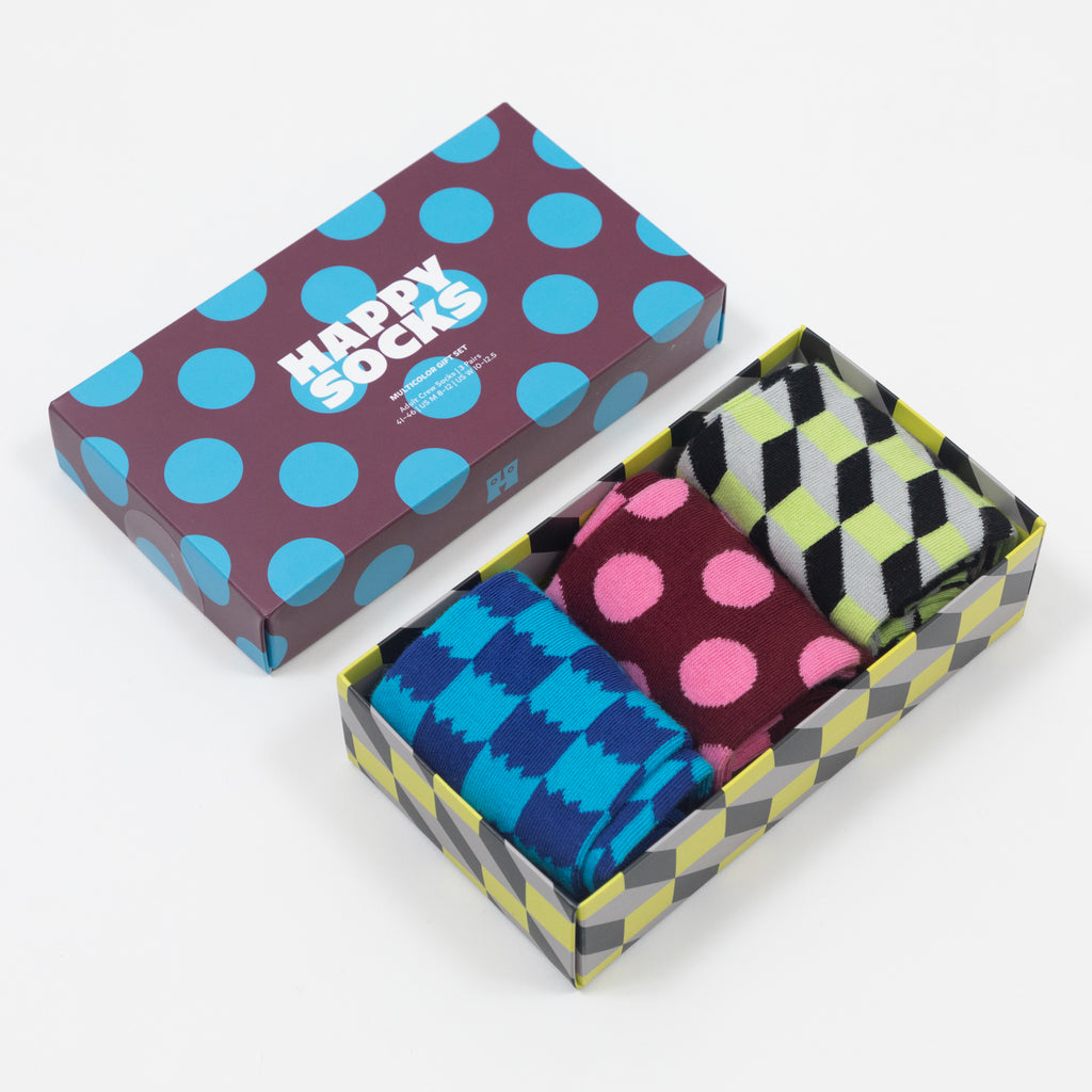 HAPPY SOCKS 3-Pack Pattern Socks Gift Set in MULTI