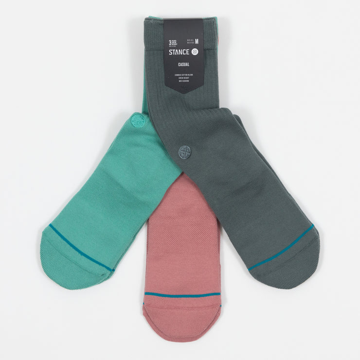 STANCE Icon 3 Pack Icon Socks in GREEN & PINK